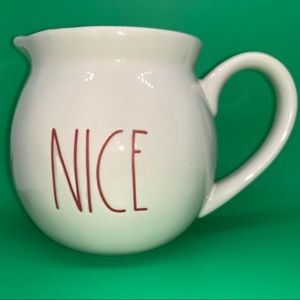 Brand new Rae Dunn NICE creamer in red lettering